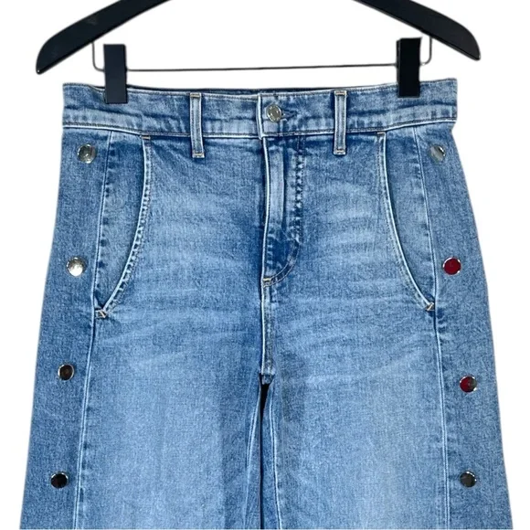 Le Jean Studded Frankie Barrel Jeans in Blue Haven Size 26 High Rise - Picture 7 of 11